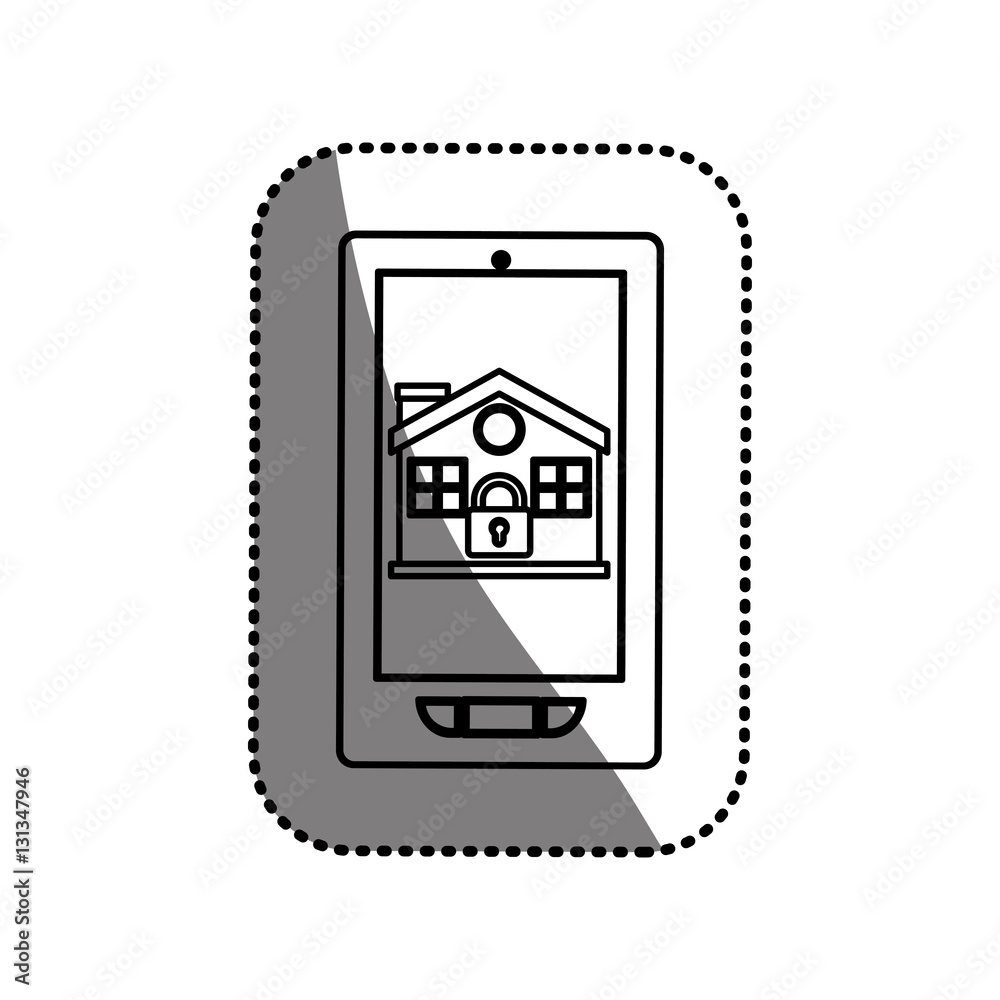 House and padlock inside smartphone icon. Insurance security protection and safety theme. Isolated design. Vector illustration House and padlock inside smartphone icon. Insurance security protection and safety theme. Isolated design. Vector illustration