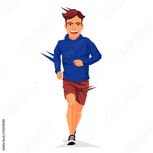 Young handsome guy is running