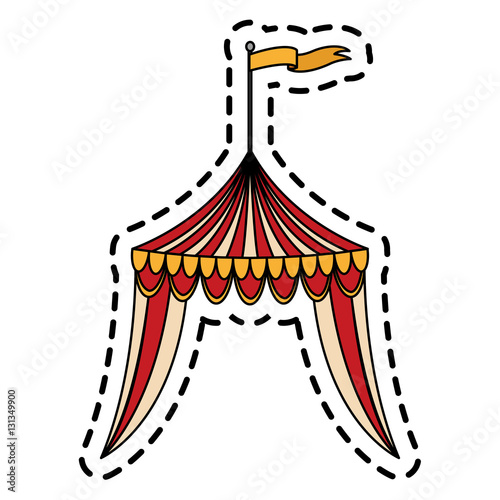 Circus tent icon. Carnival fair entertainment and performance theme. Isolated design. Vector illustration