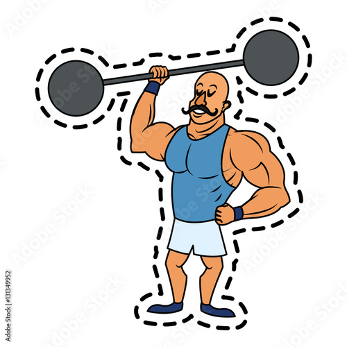 Circus strength man icon. Carnival fair entertainment and performance theme. Isolated design. Vector illustration