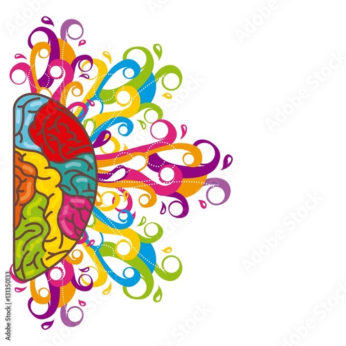 creative hemisphere brain organ icon over white background. colorful design. vector illustration