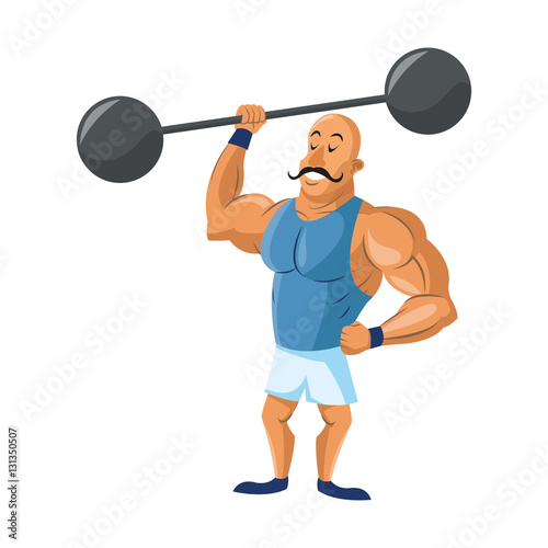 Circus strength man icon. Carnival fair entertainment and performance theme. Isolated design. Vector illustration