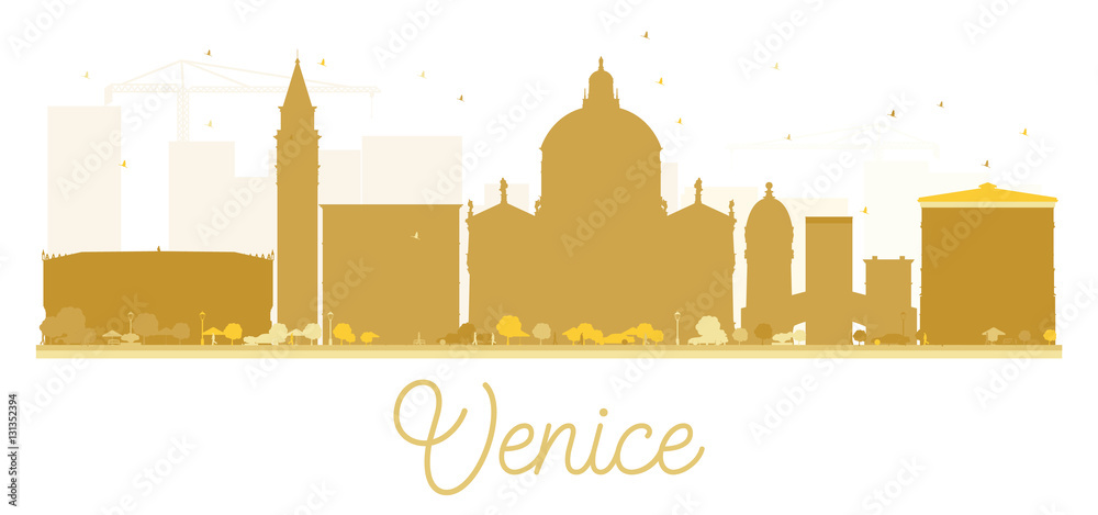 Venice City skyline golden silhouette.
