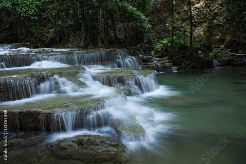 beautiful huay meakamin water falls in deep forest kanchababuri