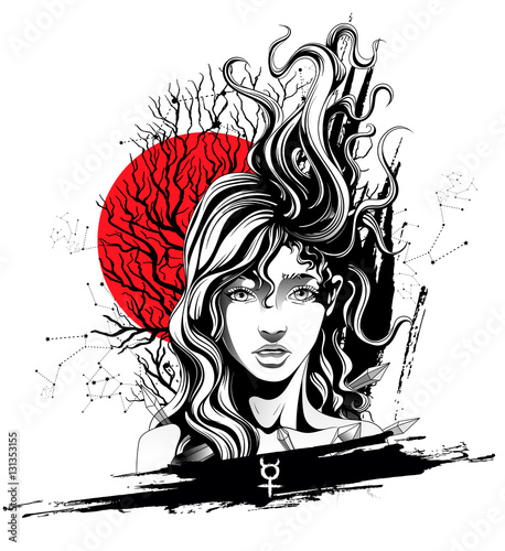 girl with flying hair symbolizes the planet mercury