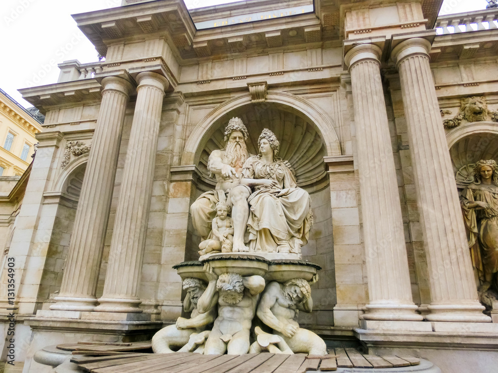 Albrecht, or Neptune fountain at Albertina Museum on Albertinaplatz in Vienna