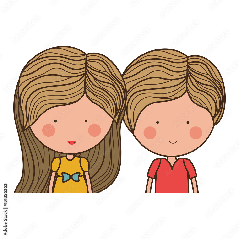 Girl and boy cartoon icon. Couple relationship family love and romance theme. Isolated design. Vector illustration Girl and boy cartoon icon. Couple relationship family love and romance theme. Isolated design. Vector illustration