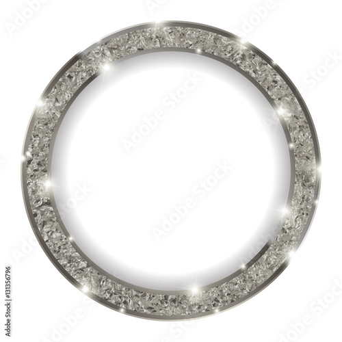 round silver frame with lights on light background