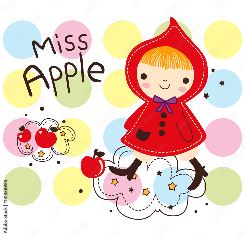 miss apple cartoon doodle vector miss apple cartoon doodle vector