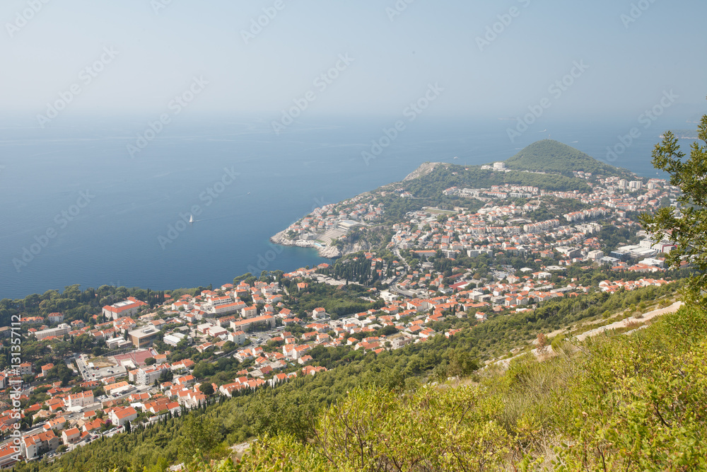 Beautiful view from the mountains to the city of Dubrovnik. Croatia