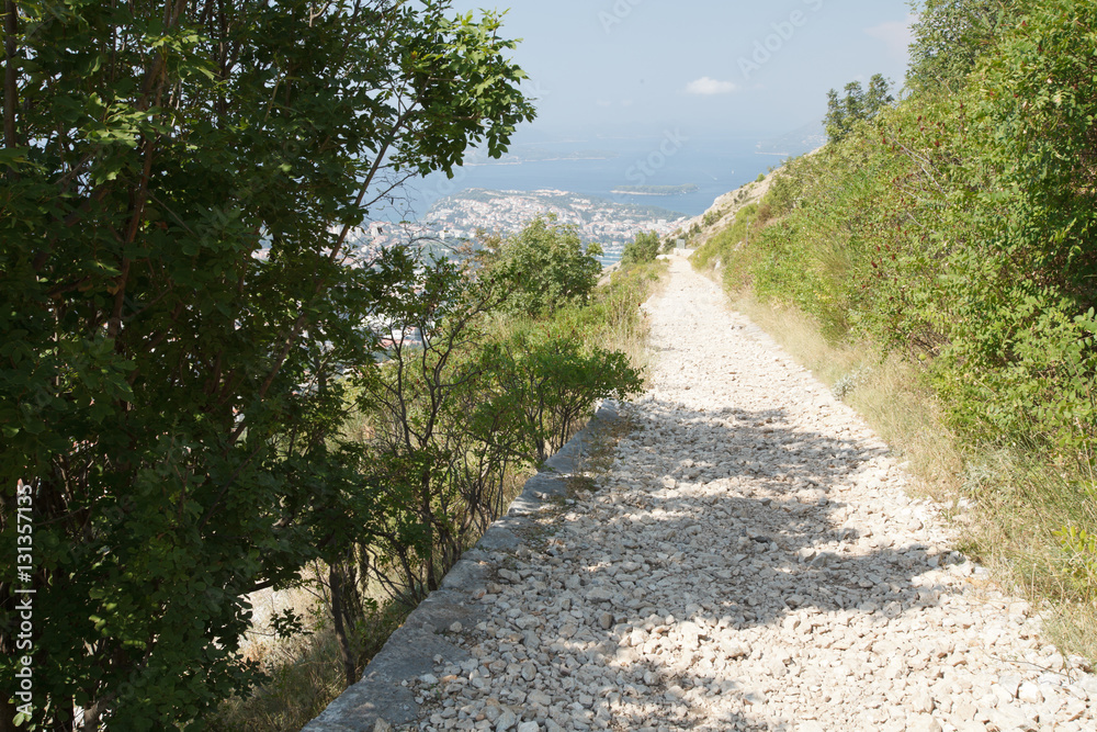 Country road in the mountains of Dalmatia, with views of the city of Dubrovnik Country road in the mountains of Dalmatia, with views of the city of Dubrovnik