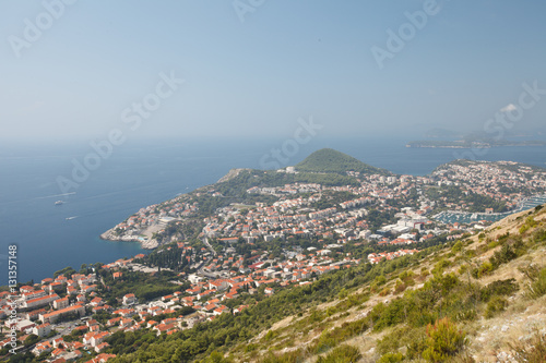 The view from the mountains to the city of Dubrovnik. Croatia © FomaA