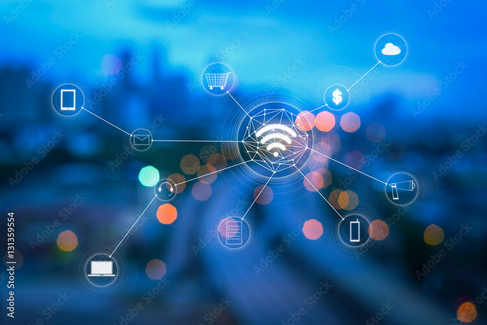 Cityscape and network mobile payments, online shopping ,icon customer network connection concept. Cityscape and network mobile payments, online shopping ,icon customer network connection concept.
