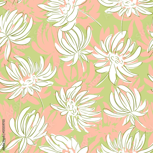 hand drawn flowers seamless pattern. Floral background for web design  greeting cards  wrapping paper
