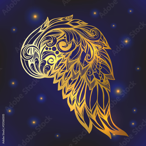 Decorative gold angel or bird wings . This illustration can be u