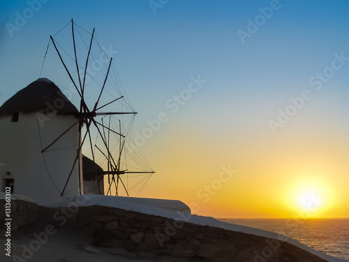 The sunset at the Windmills in Mykonos