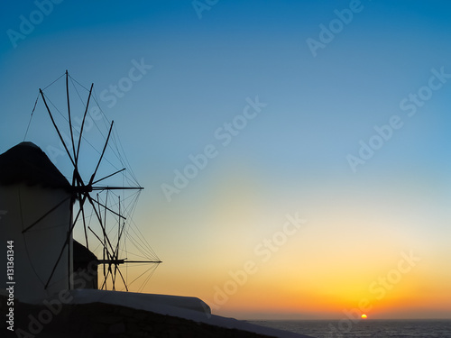 The sunset at the Windmills in Mykonos
