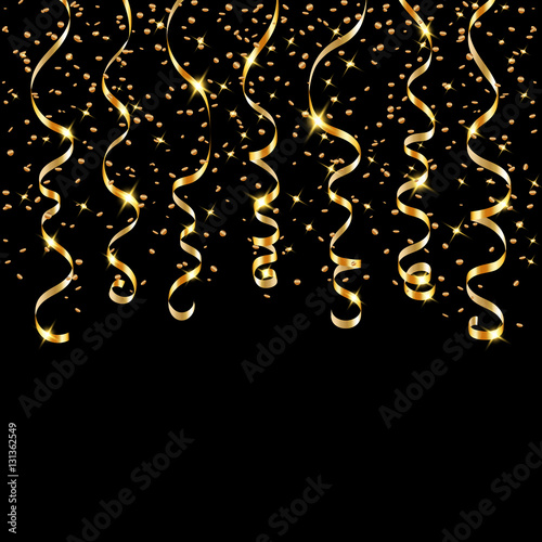 Gold Streamers Golden Serpentine Confetti Ribbon Stock Vector (Royalty  Free) 551385265