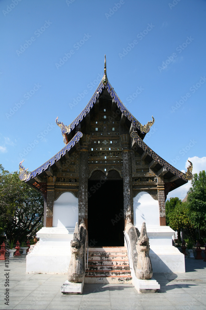 Architectural building Buddhist temple in Northern Thailand 