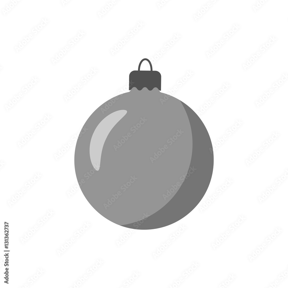 Christmas tree ball icon. Gray bauble decoration, isolated on white background. Symbol of Happy New Year, Xmas holiday celebration, winter. Flat design for card. Vector illustration Christmas tree ball icon. Gray bauble decoration, isolated on white background. Symbol of Happy New Year, Xmas holiday celebration, winter. Flat design for card. Vector illustration