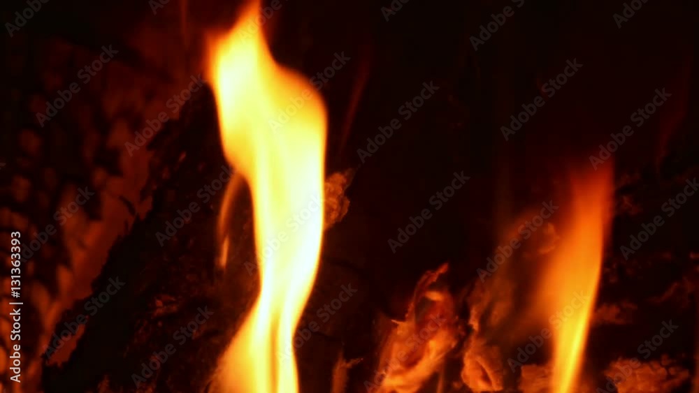 Burning fire in a home fireplace Burning fire in a home fireplace
