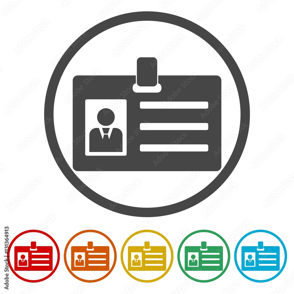 Admission and badge, identification, pass symbol set Admission and badge, identification, pass symbol set