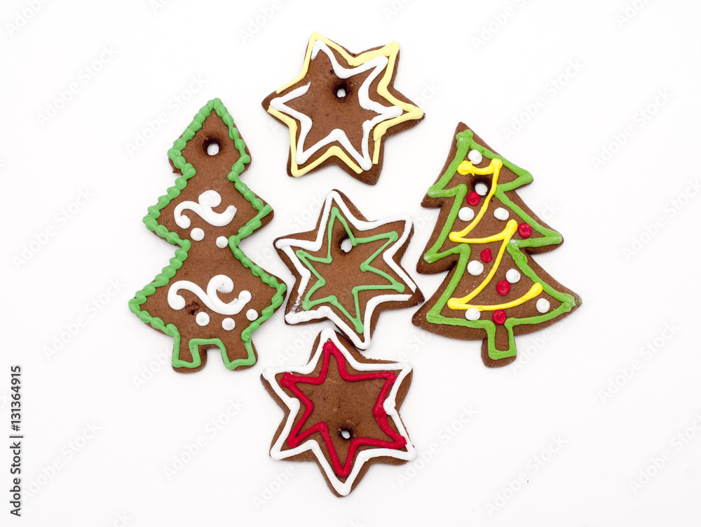 Fototapeta premium Gingerbread cookies on white background