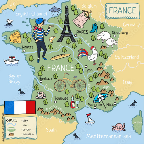 cartoon map of france