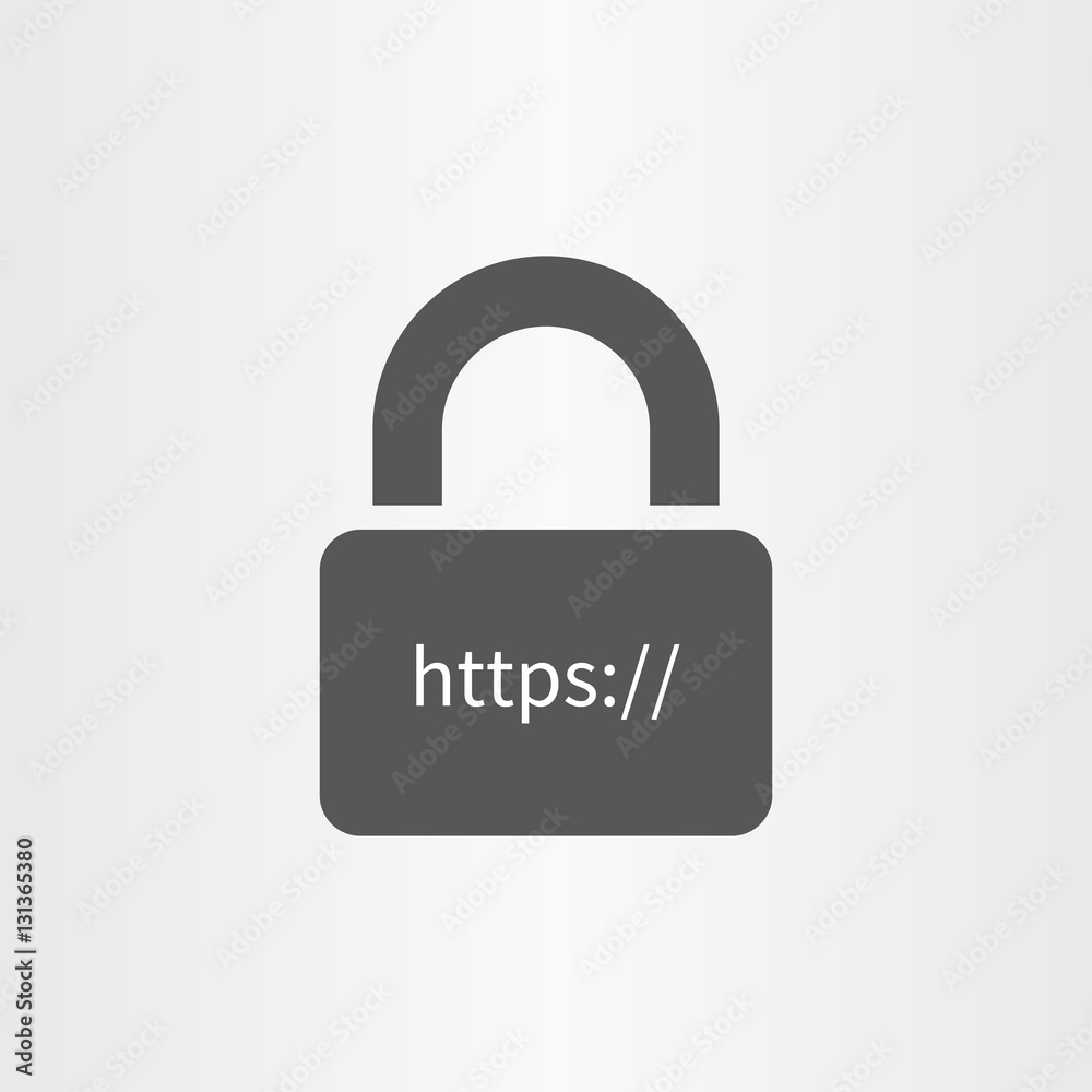Secure online connection icon and http text line icon isolated Secure online connection icon and http text line icon isolated
