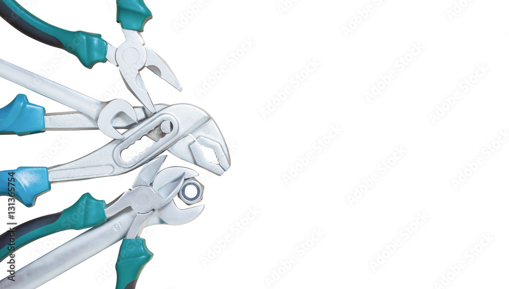 set of tools, Industrial tools isolated on white background