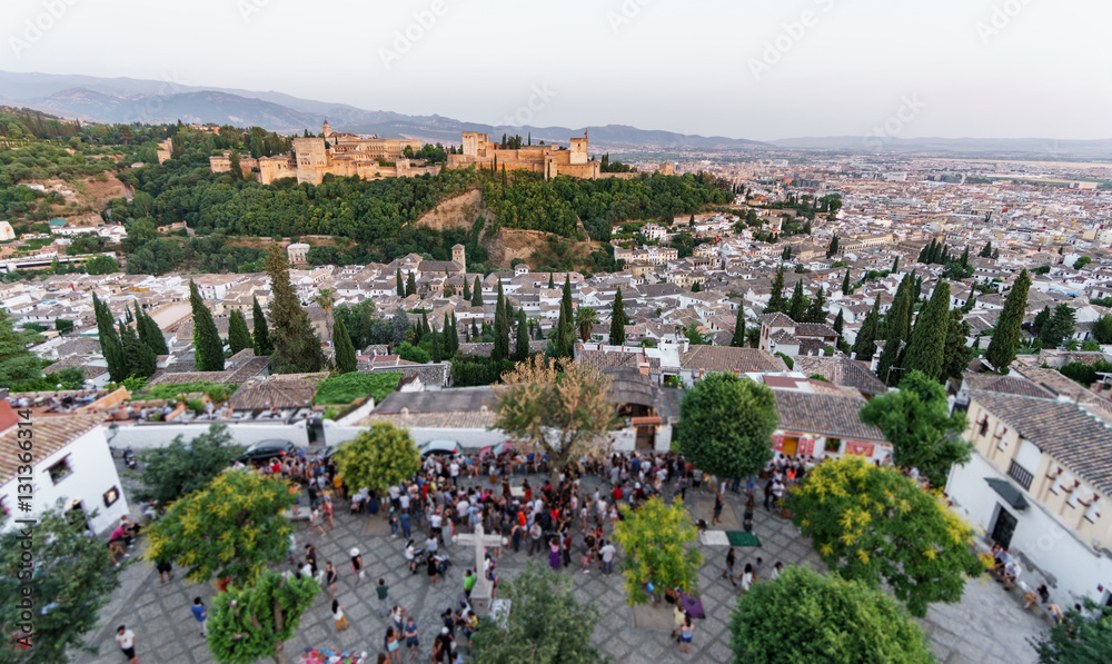 Ancient arabic fortress of Alhambra and Granada, Spain.