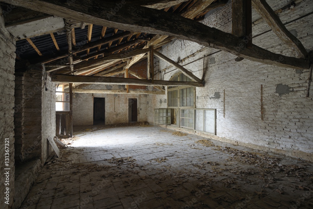 Fototapeta Urbex, abandoned ancient attic