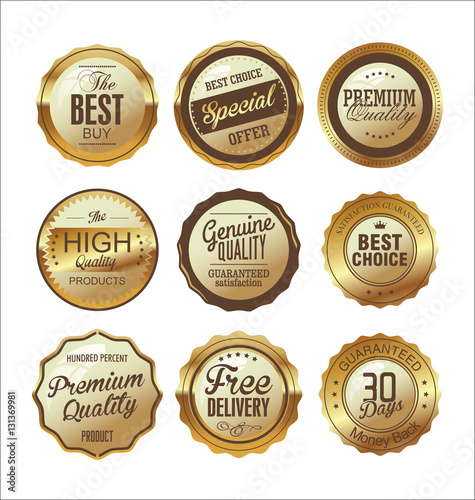 Premium and luxury golden retro badges and labels collection