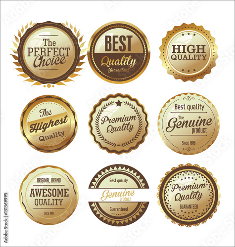 Premium and luxury golden retro badges and labels collection