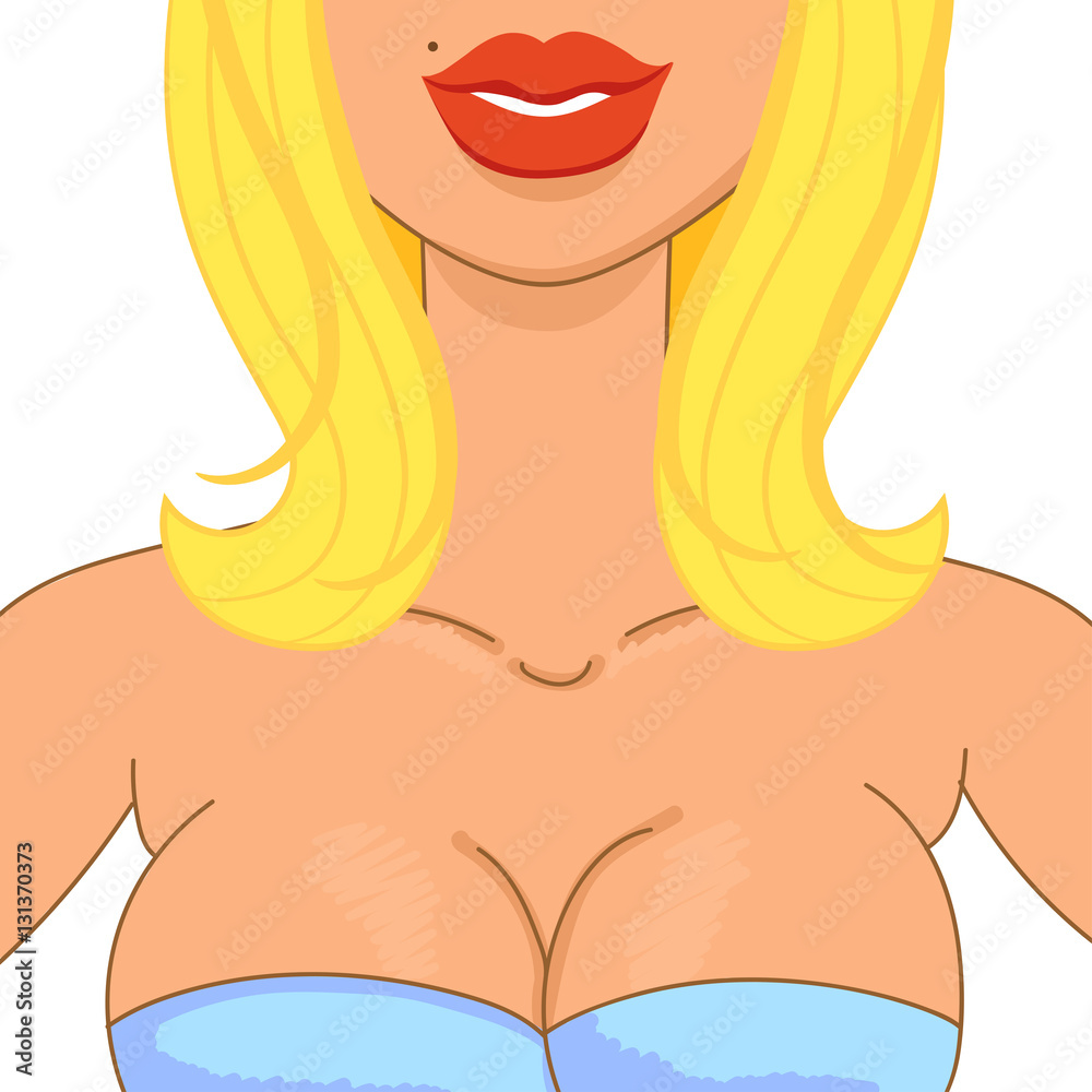 Sexy blonde with big lips in blue dress on a white background. Cartoon girl  avatar. Stock Illustration | Adobe Stock