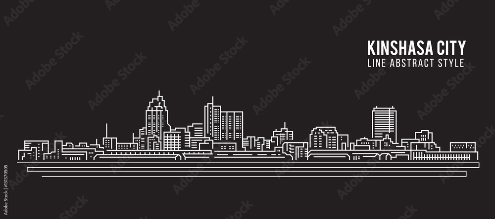 Cityscape Building Line art Vector Illustration design - Kinshasa city