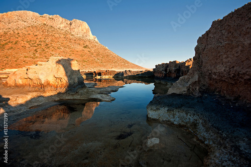 Greece. Crete island. Stavros.Natural landscape of coastline with bizarre rock formations