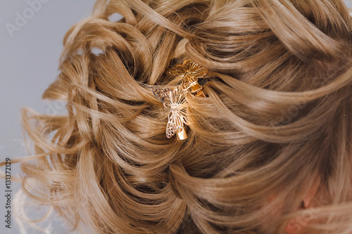 Butterfly hair clip accessory decoration on beautiful hairstyle