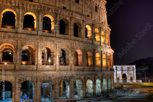 Colosseum and Arch of Constantine at night