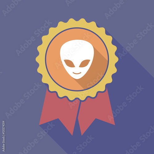 Long shadow badge with an alien face