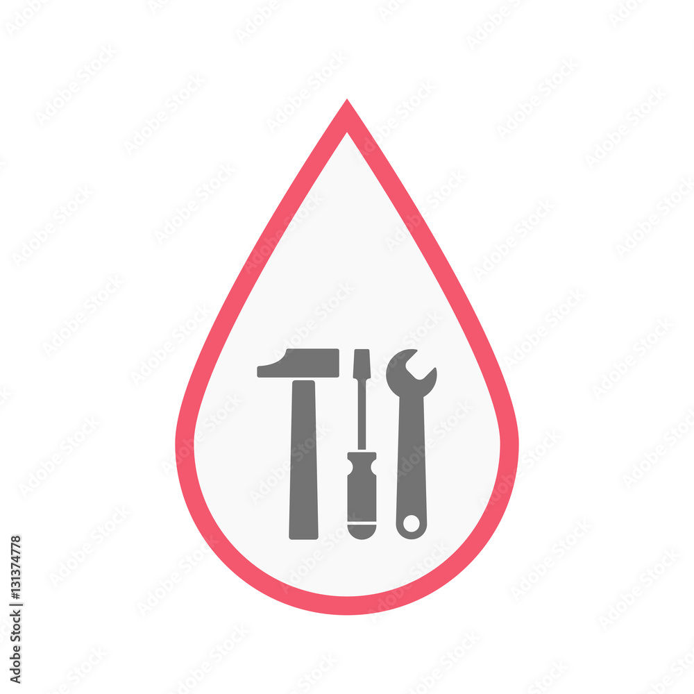 Isolated blood drop with a tool set Isolated blood drop with a tool set