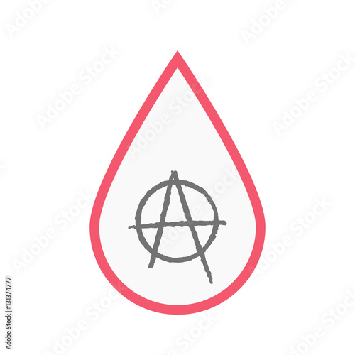 Isolated blood drop with an anarchy sign