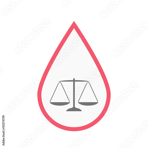 Isolated blood drop with a justice weight scale sign
