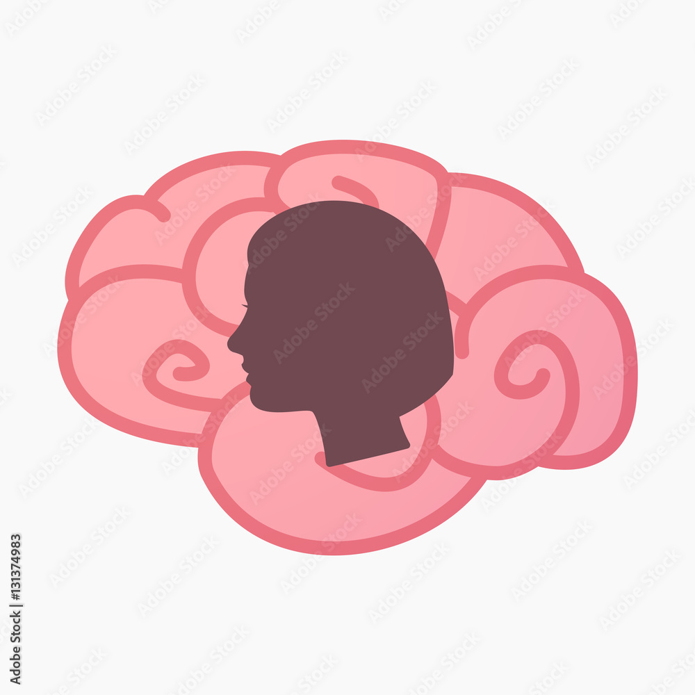 Isolated brain with a female head Isolated brain with a female head