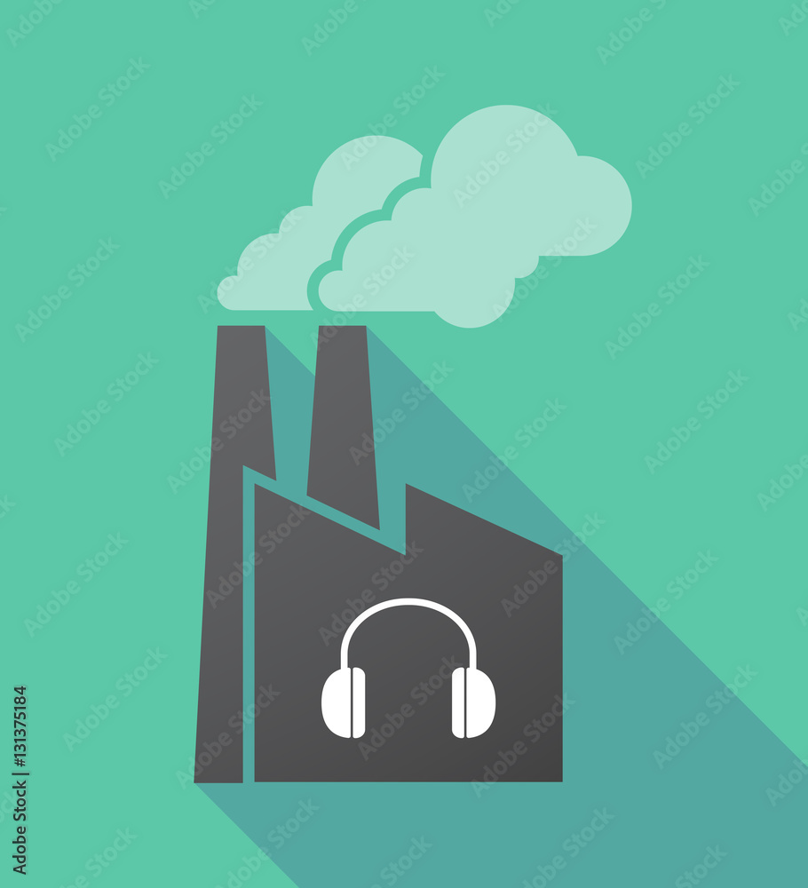 Long shadow factory with a earphones Long shadow factory with a earphones