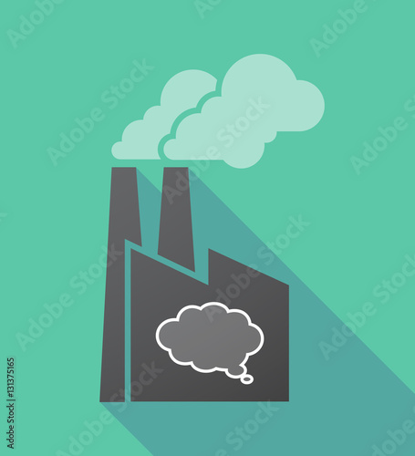 Long shadow factory with a comic cloud balloon