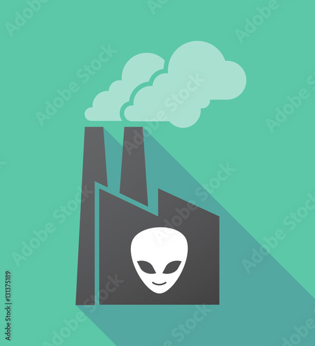 Long shadow factory with an alien face