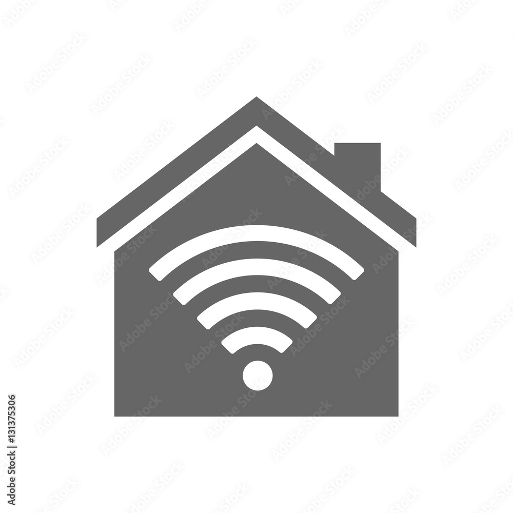Isolated house with a radio signal sign Isolated house with a radio signal sign