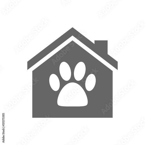 Isolated house with an animal footprint