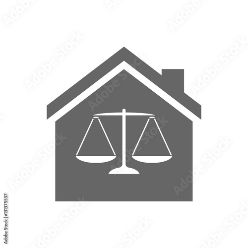 Isolated house with a justice weight scale sign